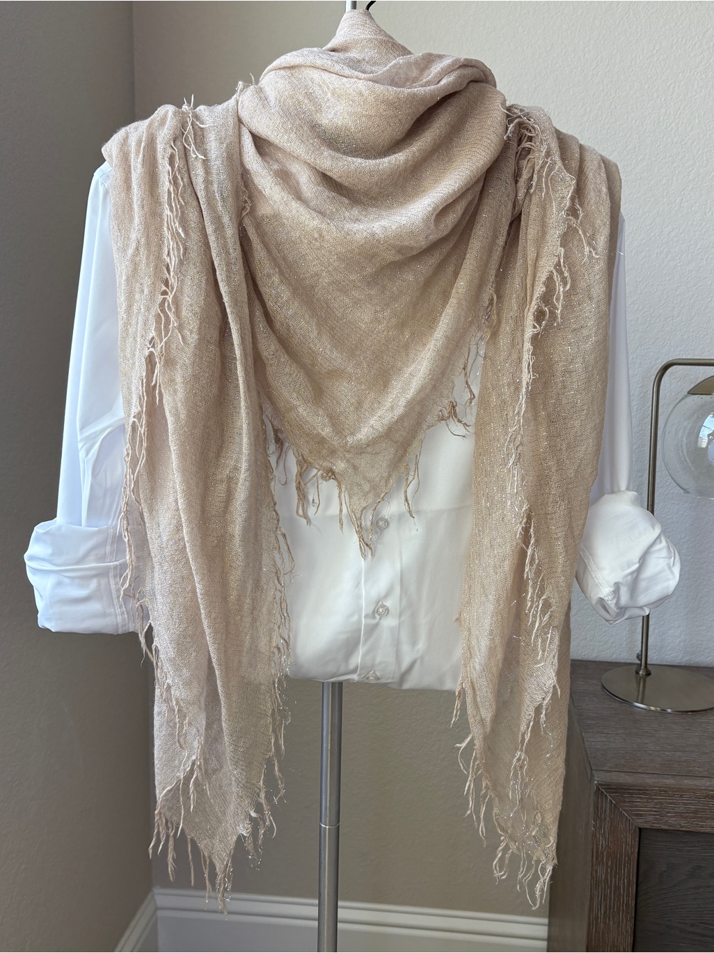 Chan Luu Metallic Lurex Cashmere And Silk Scarf